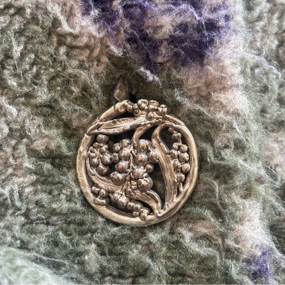 DUFFEL Made in America Long Sleeve Hooded Button Up Grape Print Sweater Small - Picture 11 of 11